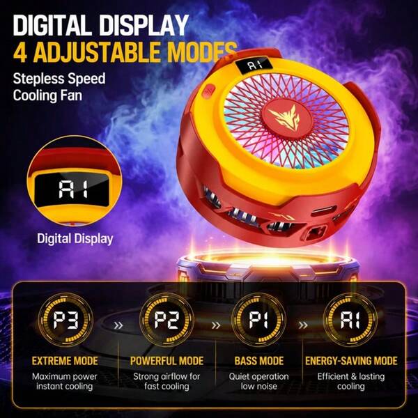 K59 Semiconductor Phone Cooler - Powerful Freezing Cooling, Digital Display, Fixable On Stand For Gaming Smartphones