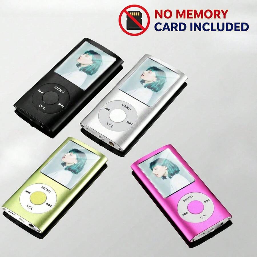 (不含記憶卡) 便攜薄型 MP3 播放器，支援音樂、影片、照片與電子書，附耳機與數據線，多色可選，適合運動與旅行，150mAh 電池，長效播放時間