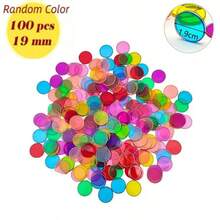 200pcs Bingo Counting Chips, 19mm Bingo Game Tokens, 100pcs Transparent Counting Game Chips, Transparent Plastic Math Markers & Classroom & Mixed Color Bingo Game Chips Bingo Cards - Multicolor - View 5