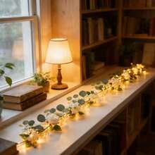 Eucalyptus Leaves And Baby's Breath Artificial Vine, Home Wedding Tabletop Greenery Decoration - White Flowering Vines - View 7