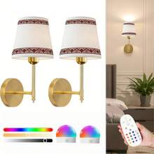 Lampu Dinding Bertenaga Baterai: Set 2pcs/1pc Lampu Dinding Nirkabel dengan Bohlam 2000mAh yang Dapat Diredupkan dan Remote Control untuk Kamar Tidur - Lampu Dinding Isi Ulang 15 Warna Emas, Cocok untuk Kamar Tidur, Ruang Tamu, dan Lorong - Tiga warna + 12 RGB - View 11
