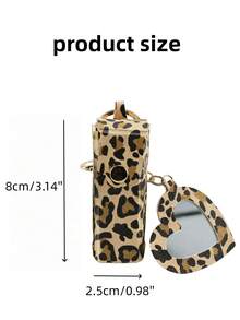 Leopard Print Lipstick Keychain, Portable Heart-Shaped Makeup Mirror Lipstick Pendant. Fashion Y2K Style. Suitable For Students, Office, Party, Travel, Gift - Multicolor - View 8