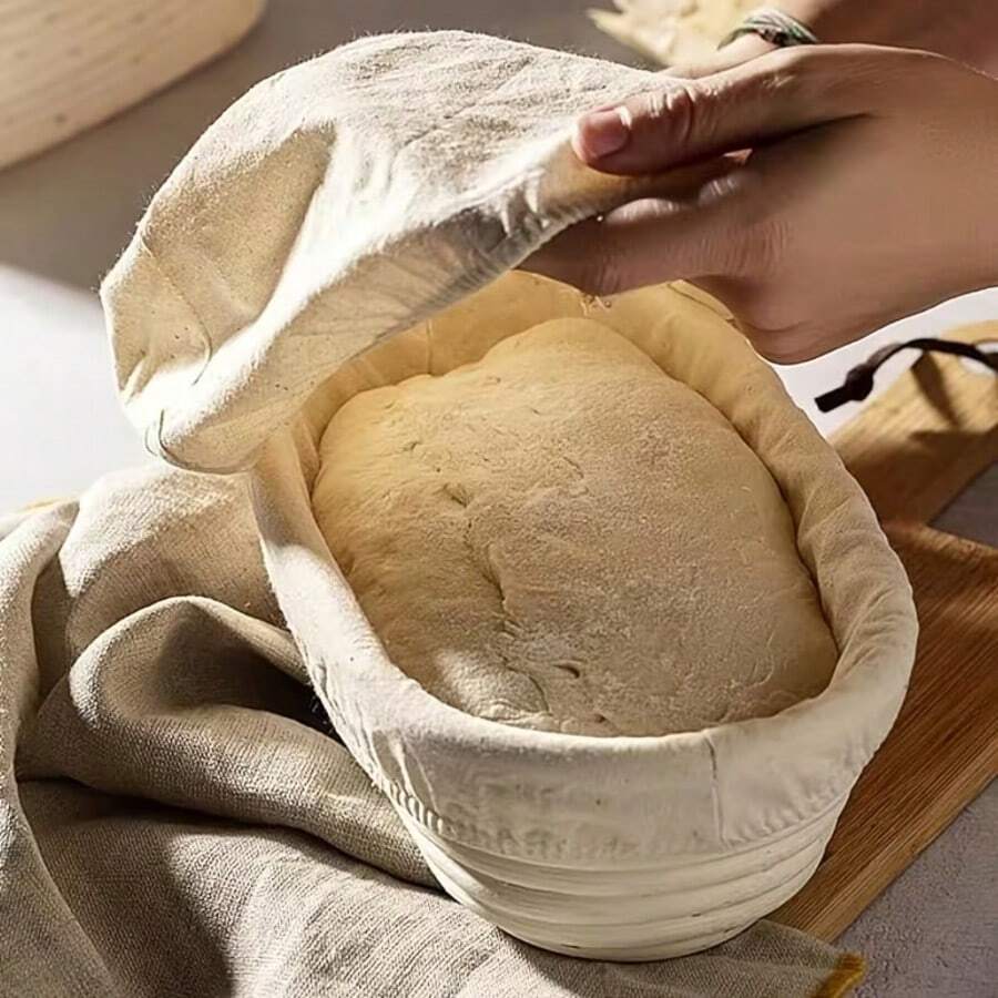 Oval Bread Proofing Basket, Natural Willow Bowl, Bread Proofing Basket With Liner, Suitable For Professional And Home Bakers To Make Handmade Bread