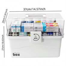 Large Capacity Dust-Proof Medicine Box, Specialized Medication Organizer Storage Box, Multi-Layer Spacious First Aid Kit, Suitable For Home And Dorm Use, Durable Plastic, Sturdy And Reliable, White. - White - View 8