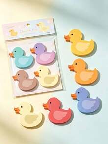 1/3/6/12pcs Macaron Colorful Little Duck Shaped Sticky Notes, Cute Cartoon Duck Design Writable Adhesive Memo Pads, Student Book Index Markers, Planner Decoration, Office And Study Supplies - one-size - View 2