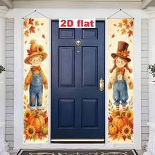 1 Pair/2pcs Autumn Porch Hanging Decor - Rustic Harvest Decoration, "Welcome Autumn" Banner, Suitable For Indoor And Outdoor Use, Thanksgiving - A - View 4