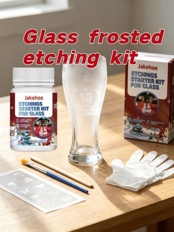 Frosted Glass Etching Set, Cups With Non-Fading Etched Patterns, Portable Artistic Frosted Glass Etching Design
