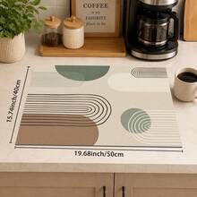 1pc Modern Minimalist Geometric Pattern Diatomaceous Earth Kitchen Drain Mat, Quick-Drying Absorbent Non-Slip Coffee Machine Mat & Dish Drying Mat, Suitable For Kitchen Countertop And Home Decor - Multicolor - View 8