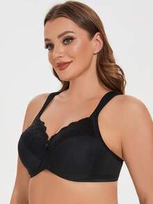 MELENECA Women's Minimizer Bra Full Coverage Plus Size Underwire Lace Comfort Cushion Strap - Black - View 5