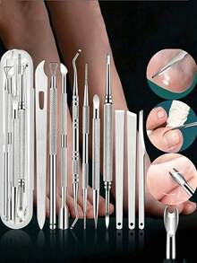 5/7/10pcs Professional Stainless Steel Nail & Foot Care Kit, Premium PedicureTools Set With Portable Travel Case, All-In-One Foot Care Solution For Home,Salon And Travel, Perfect Gift For Christmas And Other Occasions - Multiple Styles - View 7