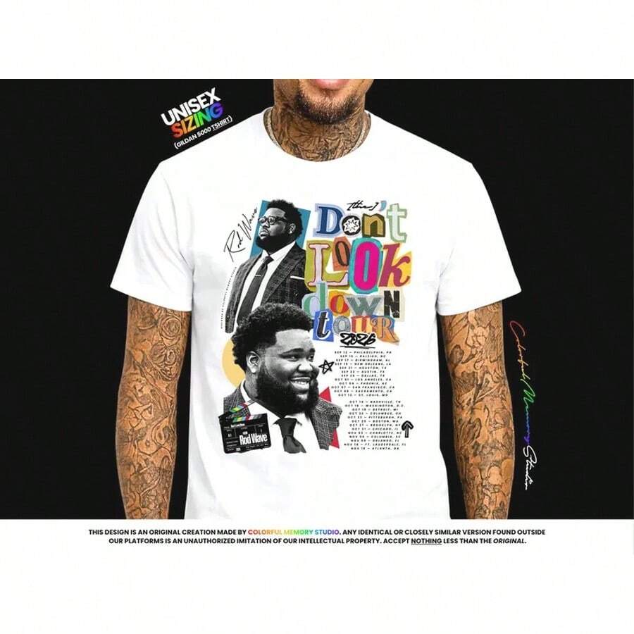 Camiseta Merch, Don't Look Down Tour 2026 - Blanco - Ver 1