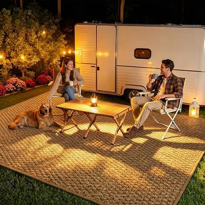 1 Piece Brown Pineapple Pattern, Simple Outdoor Rug For Home Decoration, Soft Texture And Easy To Clean Rug, Spring And Autumn Home Decoration Rug | Suitable For Small Courtyards | RV Front And Other Areas Rug | Balcony Picnic Seaside Beach Rug