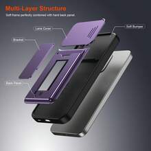 Kompatibel dengan Casing Ponsel Oppo A6 Pro/F31 5G, Casing Ponsel dengan Slot Kartu dan Penyangga, Dilengkapi Lensa Kamera Geser dan Penyangga. - Purple - View 8