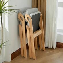 Solid Wood (Beech) Folding Chairs With Padded Seats, Stackable Dining Chairs, Suitable As Extra Seating For Kitchen, Office, Wedding, Party, Picnic - Grey - View 4