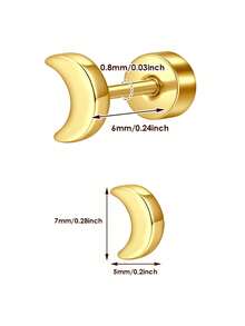 2pcs Elegant Studs Earring For Women Fashion Butterfly Moon Ear Stud Cubic Zirconia 20G Studs Earring Jewelry - Gold - View 2