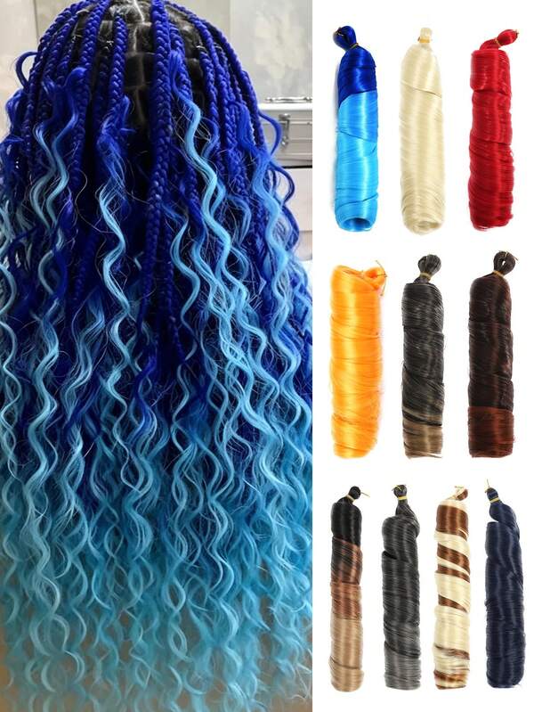 22 Inch Heat Resistant Synthetic French Curly Hair Extensions, Black Brown Rust Brown Black Gradient Multicolor Spiral Fashion Curly Crochet Braids Hair, High Temperature Loose Wave Curly Hair Extensions, Suitable For Women's Daily, Holiday, Party, Music Festival, Carnival, New Year Gift