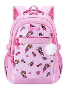 1pc School Backpack For Teenagers, 15.6 Inch Laptop Backpack With Pom Pom, Travel Backpack, Back To School Gift - A - View 13