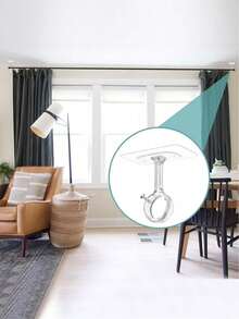 [Ceiling Curtain Rod Hooks] 4/2pcs No-Drill Top-Mounted Curtain Rod Brackets, Heavy-Duty Self-Adhesive Adjustable Curtain Hooks, Suitable For 3.05cm (1.2 Inch) Diameter Curtain Rods - Multicolor - View 5