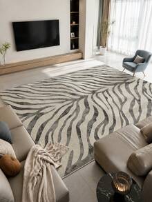1pc Modern Minimalist Gray Striped Pattern Living Room Rug, Suitable For Bedroom, Dining Room, Office, Home Decor And Doormat, Applicable For Multiple Scenes Such As Music Festivals, Wedding Venues And Daily Home Use - Grey - View 5