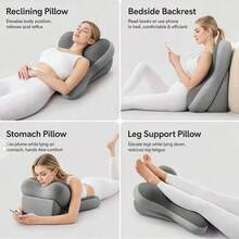 1pc Adjustable Detachable Ergonomic Memory Foam Wedge Pillow, Inclined Leg Support Cushion, Multifunctional Backrest Pillow For Bed, Sofa, Reading, Travel, Bedroom - one-size - View 3