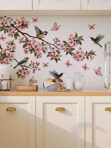 mama look 1pc, Floral & Bird Wall Sticker, Petal Butterfly Decoration, PVC Self-Adhesive Removable, Suitable For Bedroom, Living Room, Study, Dining Room, Bathroom, Home Wall Decoration, Room Decor Etc. - Multiple Styles - View 13