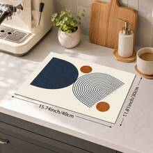 1 pieza Alfombrilla de drenaje de cocina de tierra de diatomeas con patrón geométrico minimalista moderno, alfombrilla absorbente de secado rápido y antideslizante para máquina de café y secado de platos, adecuada para encimera de cocina y decoración del hogar - Multicolor - Ver 9