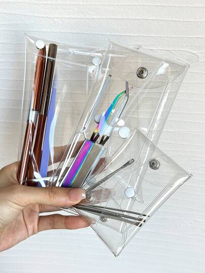 1PC Lightweight Travel Storage Bag, Easy To Clean Portable Storage Bag For Nail Tools, PVC Transparent Makeup Brushes, Nail Brushes, Jewelry, Hair Styling Tools