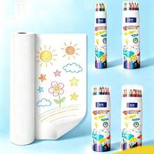 Fournitures de dessin pour la rentrée scolaire en classe, peinture et gribouillage pour la maternelle, papier de dessin blanc pur en rouleau long pour la peinture, le coloriage et le remplissage, papier de dessin pour gribouillage des enfants, canevas de 100m pour la maternelle sans salir les murs, papier d'art épaissi en rouleau complet super long, papier de peinture pour la rentrée scolaire, papier de dessin découpable pour usage en classe - Largeur 30 cm - Voir 11