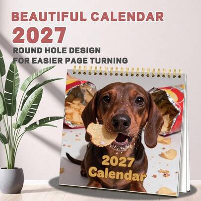 2027 New Calendar, Cute Dachshund Calendar, Holiday, Anniversary, Birthday Record, Planner, Memo, 12 Months, Gift For Family, Loved Ones Birthday And Back To School Season, New Year, Christmas