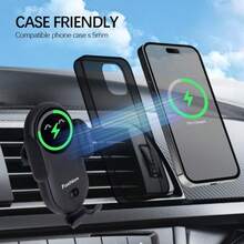 Car Air Vent Phone Navigation Mount, Suitable For New Year And Birthday Gifts, Electric Phone Holder With Touch Open/Close Function, Car Wireless Charger, No Camera Obstruction, 360° Rotation And Adjustable Angle, Supports Horizontal And Vertical Use - Compatible With Apple, And More, Car Wireless Charging Mount - S11 - View 3