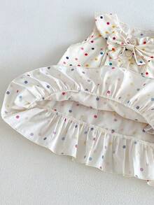 1pc Girls Outdoor Casual Sweet Multi-Layer Ruffle Colorful Polka Dot Sleeveless Dress Summer - Apricot - View 10