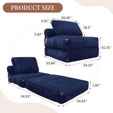 Modern Single-Seater Sofa With Integrated Storage And Elegant Tassel Details For A Cozy Home Space - 藍色 + 法蘭絨 - 查看 5