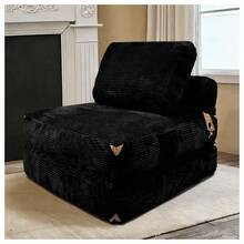 Modern Single-Seater Sofa With Integrated Storage And Elegant Tassel Details For A Cozy Home Space - 黑色 + 法蘭絨 - 查看 1