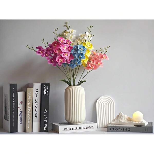 Silk Fabric Artificial Phalaenopsis Orchid Stems, Multicolor Faux Butterfly Orchid Flowers, Real Touch Fake Orchids For Home Table Centerpiece Wedding Party Vase Decor