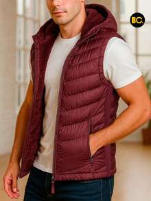 Big City Lightweight Padded Men's Vest With Hood - 紅色 - 查看 3