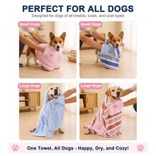 1pc Pet Pocket Absorbent Towel, Thickened Quick-Dry Bath Towel - High Absorbency, Soft Skin-Friendly, Pocket Design, Machine Washable, Hangable Storage - Suitable For Dog And Cat Bathing, Post-Rain Drying, Outdoor Water Play - Multicolor - View 4