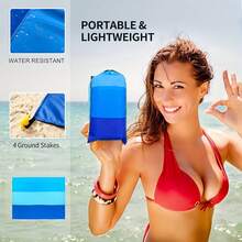 Portable Folding Beach Mat/Picnic Blanket/Outdoor Mat – Lightweight, Waterproof, Moisture-Proof And Sand-Proof, Suitable For Camping, Picnic, Travel And Beach, Includes Storage Bag - C - View 2