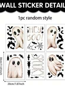 6 Large Halloween Stickers, Ghost Theme Window Decals, Cute Ghost Shaped Halloween Window Stickers, Halloween Party Decoration, Halloween Street Scene Window Display Stickers, Halloween Party Supplies, Halloween Decoration, Halloween Gift, Restaurant Background Decoration, Home Decor, Kitchen Window Stickers, Autumn Decoration, Party Gift, Seasonal Decoration - A - View 15