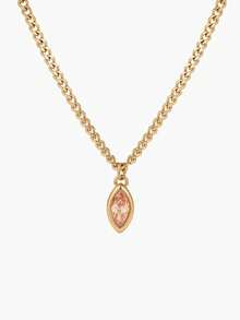 Vandermere 1pc 18K Gold Plated Stainless Steel Cubic Zirconia Pendant Necklace, Suitable For Women Everyday And Wedding Wear Gift - Pendant Necklace - View 8