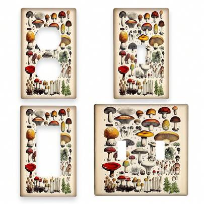 1pc Decorative Mushroom Light Switch Cover, 1-Gang/2-Gang Wall Plate, Electrical Faceplate Farmhouse Country Decor