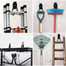 Heavy Duty Wall Mount Tool Hooks Black L-Shaped Iron Hangers 2 Pack With Complete Screws, Garage Garden Storage Rack For Shovel Broom Rake, Rustproof Strong Load Bearing, Wall Fence Universal Organizer - Large (4 Pieces, Including Nails) - View 13