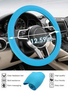 FCV 1PC Car Steering Wheel Cover, Non-Slip Silicone Material, Multiple Color Choices, Universal Auto Parts 13-15 Inches Steering Wheel Cover, Compatible With Most Cars Models Fit For Round D Shape - Multicolor - View 11