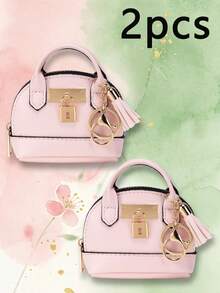 CHARM INFINITE Dompet Koin Gantungan Kunci Kubah Mini, Tas Penyimpanan Earphone Kulit PU dengan Kunci dan Rumbai, Tas Penyimpanan Portabel Wanita, Aksesori Gantungan Tas yang Lucu - MultiWarna - View 26