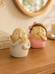 Funny Couple Decor, Resin Material Silent Gesture Statue, Humorous Expression, Modern Style Shelf Decoration, Suitable For Coffee Table, Fireplace Mantel, Bookshelf, Home Office, Bedroom, Living Room, Entryway, Unique Couple Gift - Multiple Styles - View 2