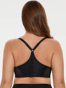 MELENECA Women's Racerback Front Closure Full Coverage Unlined Plus Size Underwire Bra - Black - View 3