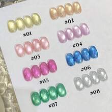 MISS MIANEL 10ML 1件裝夏季純色牛奶霜貓眼凝膠指甲油，白色指甲，2026新款亮面冰透玻璃珠裸色妝感絲綢通勤保濕高光月光貓眼，粉藍指甲、綠紫指甲，美甲用品 - 彩色 - 查看 24