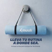 MUUK 1 pieza Tapete de yoga antideslizante de 150x60 cm con 8 mm de grosor|Correa de Transporte, Resistente y Cómoda | Ideal para Ejercicio en Casa, Gimnasio, Parque, Viajes, Meditación y Estiramientos - Azul Pastel - Ver 9