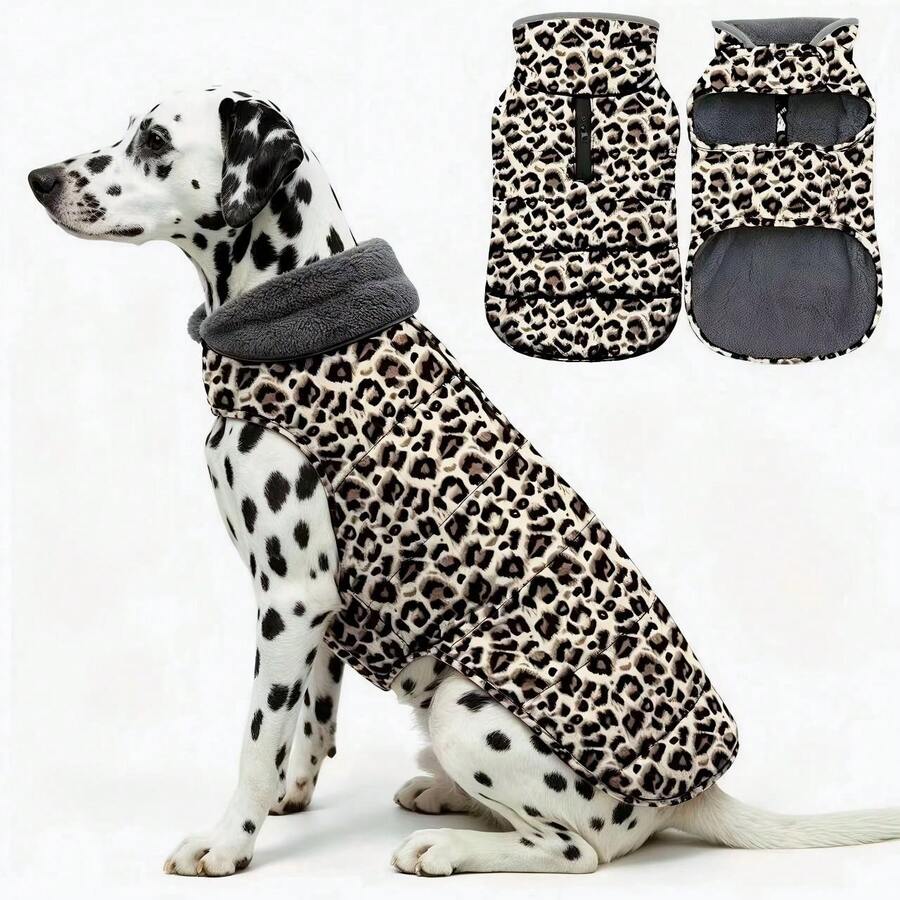 Medium To Large Dog Winter Coat, Waterproof Outer Layer, Wool Lining Warmth, Waterproof Zipper, Leash Hole, - Pet Clothing, Cold Weather Dog Snow Jacket, Windproof Winter Coat