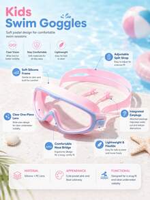 Children's Swimming Goggles, Unisex Swimming Goggles, Waterproof Anti-Fog, New Upgraded Design, Wide Field Of View Anti-Fog Leak-, First Day Of School - Baby Blue - View 2