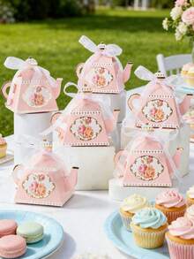 10pcs Teapot Shaped Gift Boxes, Spring Afternoon Tea Gift Candy Cookie Packaging Boxes, Elegant Paper Gift Packaging Boxes, Birthday Wedding Party Decoration Supplies, Baby Shower Party Decoration, Gender Reveal Party Decoration Supplies, Family Gathering Gift Packaging Supplies, Baby Girl First Birthday Party Decoration, Wedding Small Gifts, Tabletop Decoration, Home Decor, Spring Event Accessories, Party Small Gifts - Pink Teapot - View 7